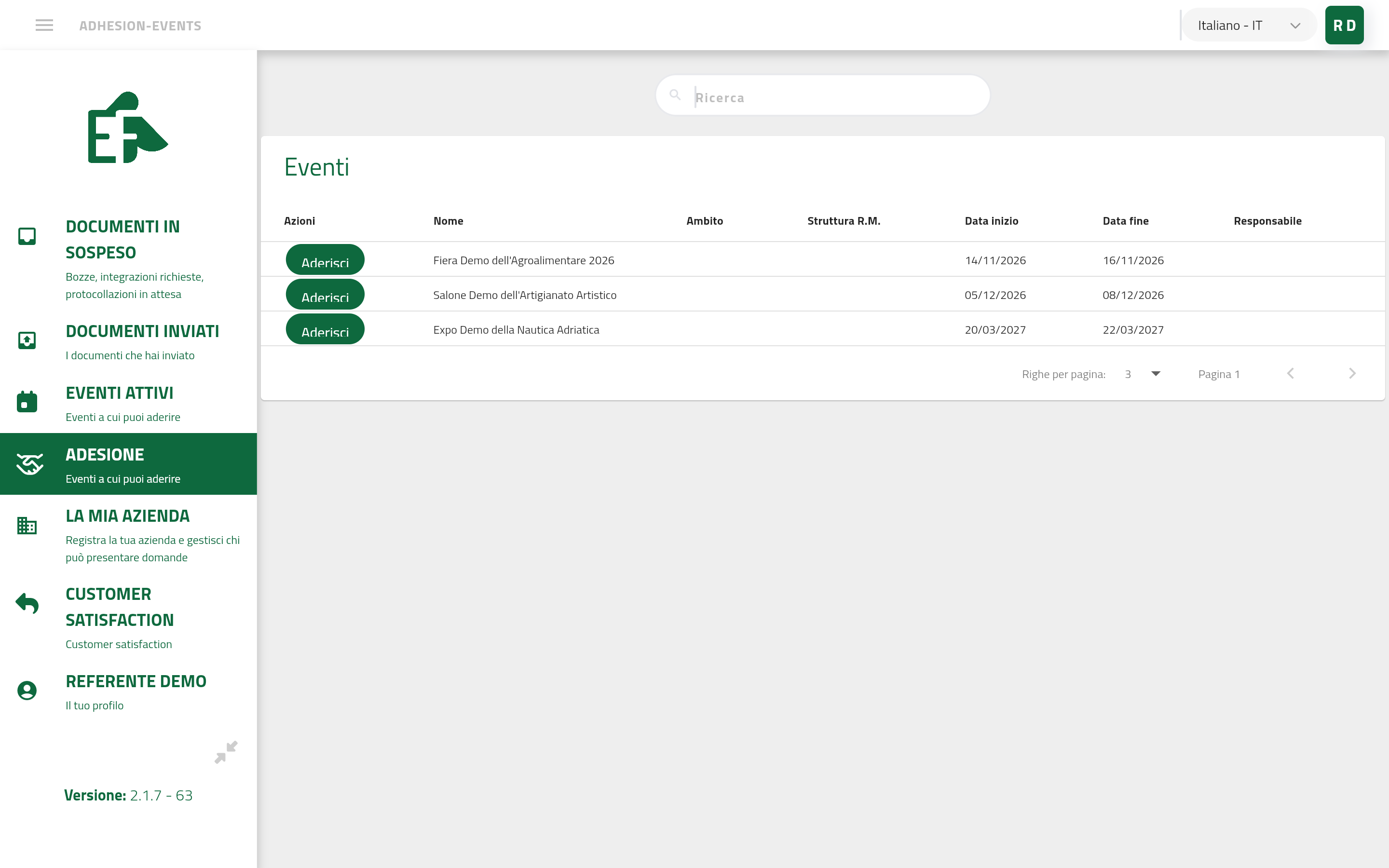 Events open for adhesion