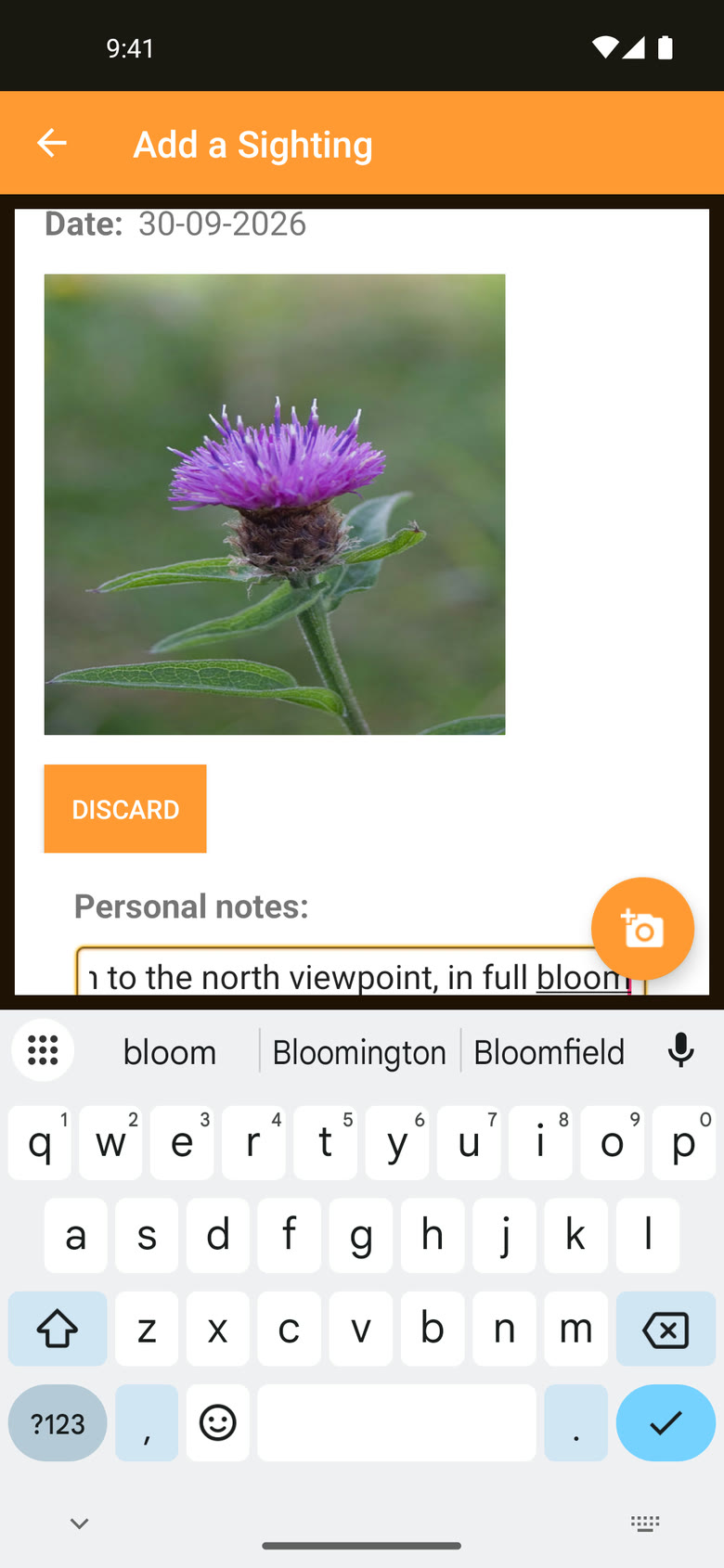 Photo and personal notes