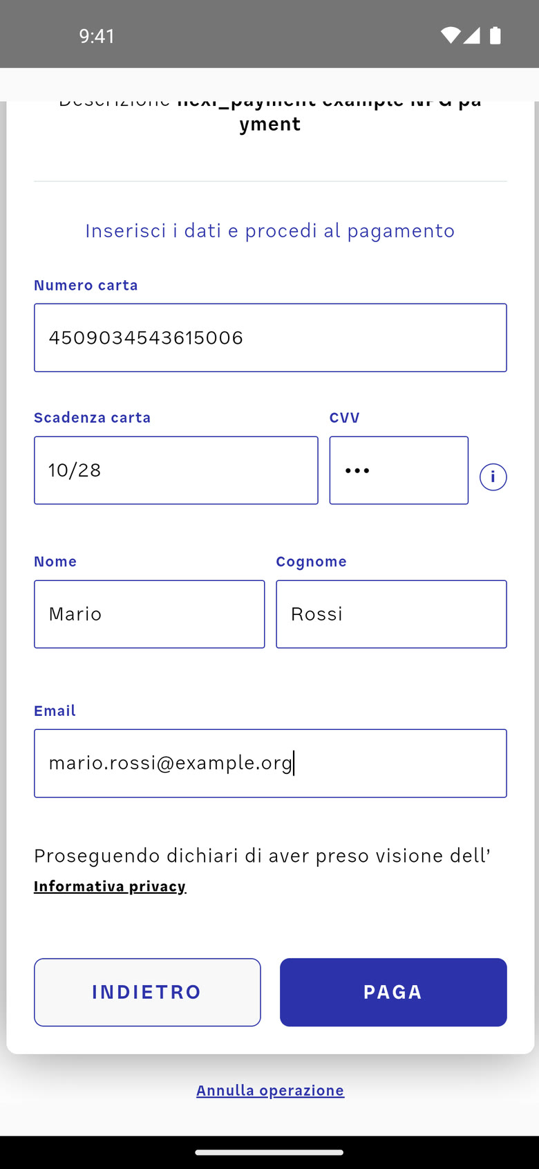 The card